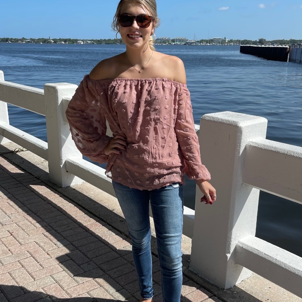 Off shoulder Pink Blouse